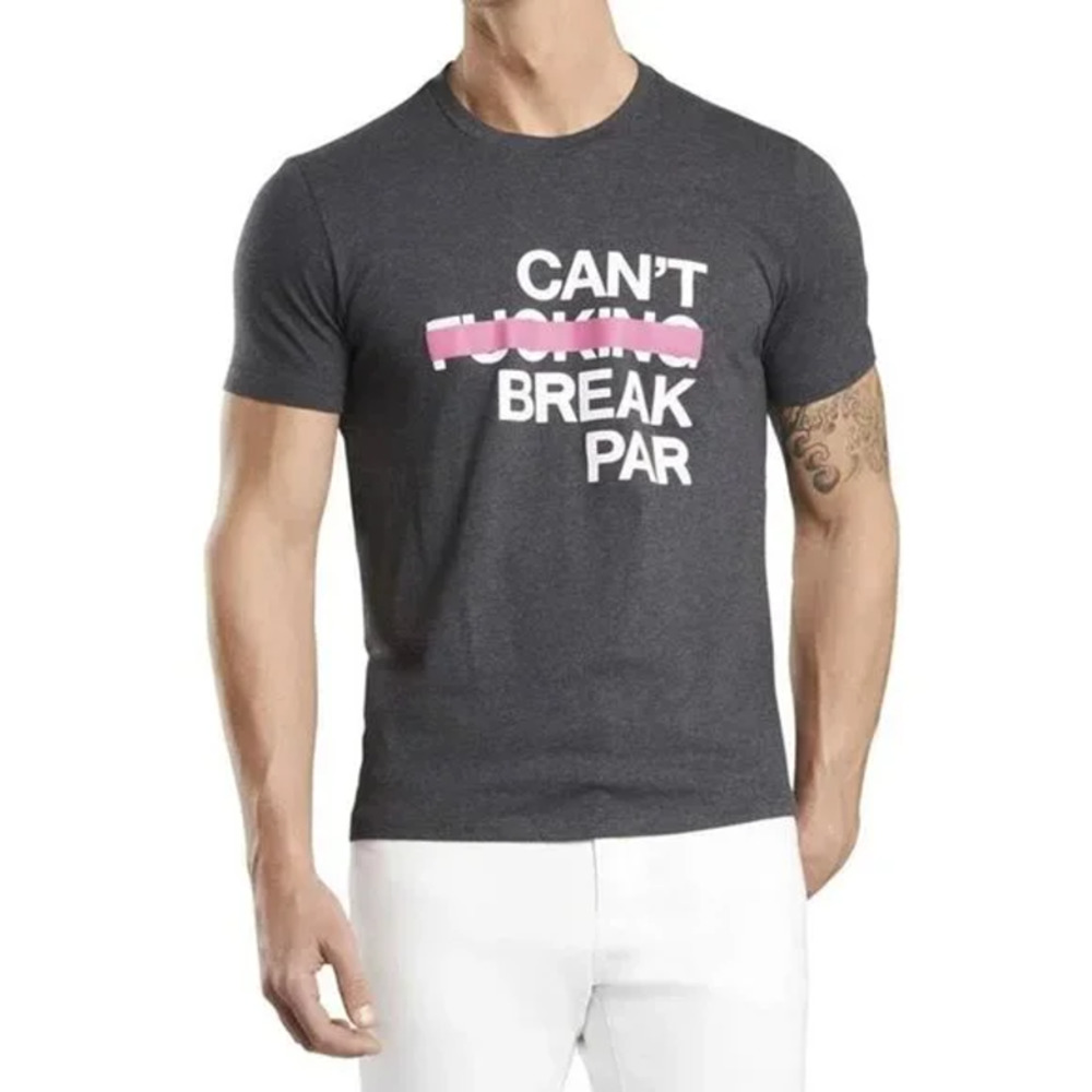G/Fore "Can't Break Par" Black & Pink Golf Graphic Tee in Size Medium